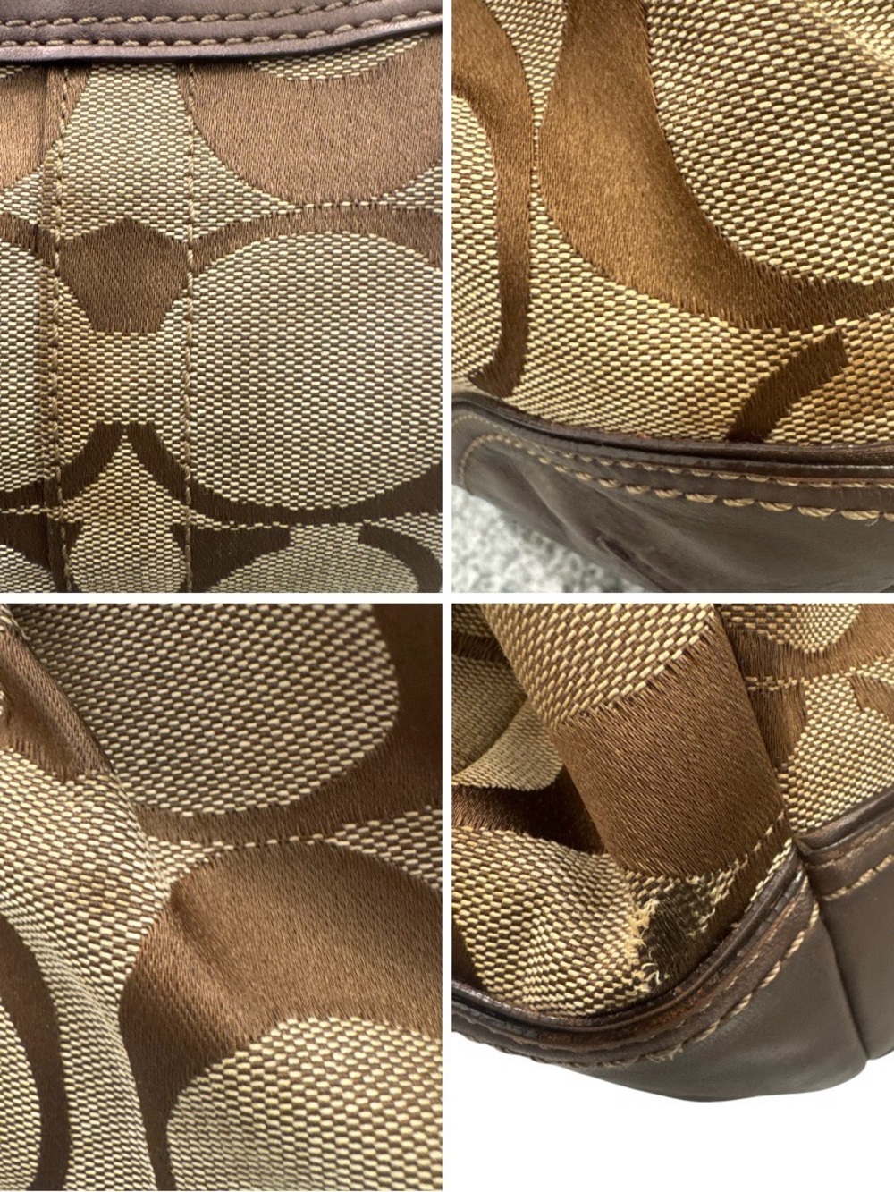 Coach Brown Ergo Pleated Satchel Signature Kisslock Canvas Shoulder Bag **FAIR** - Picture 10 of 16